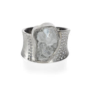 Todd Reed Ring with a raw diamond (12.34ctw) and white brilliant cut diamonds (0.246tw) in palladium.
